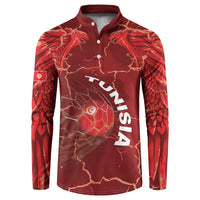 Custom Tunisia Football Button Sweatshirt Eagle Cracked Texture Athletic
