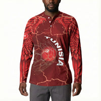 Custom Tunisia Football Button Sweatshirt Eagle Cracked Texture Athletic