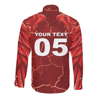 Custom Tunisia Football Long Sleeve Button Shirt Eagle Cracked Texture Athletic
