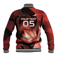 Custom Canada Football Baseball Jacket Visual Line Abstract Maple Leaf