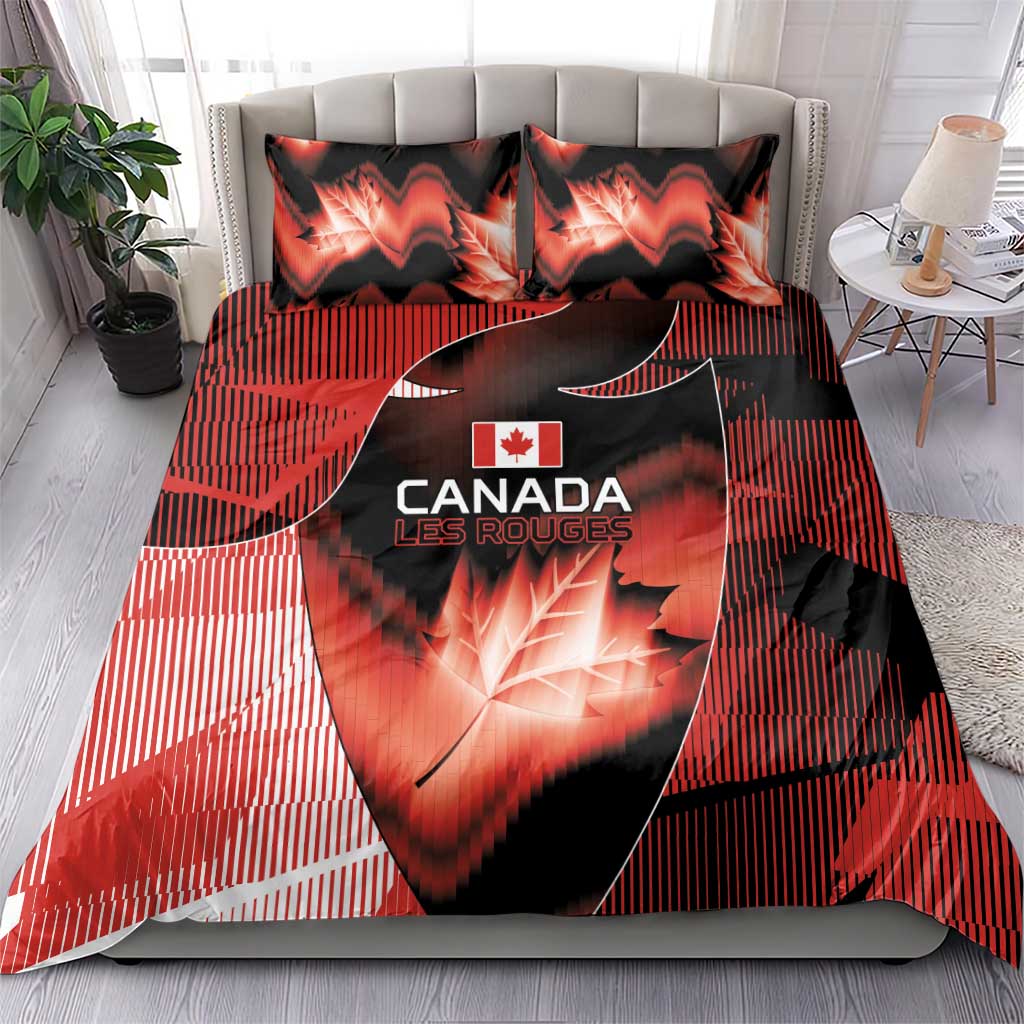 Canada Football Bedding Set Visual Line Abstract Maple Leaf