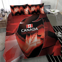Canada Football Bedding Set Visual Line Abstract Maple Leaf