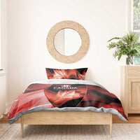 Canada Football Bedding Set Visual Line Abstract Maple Leaf