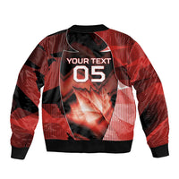 Custom Canada Football Bomber Jacket Visual Line Abstract Maple Leaf
