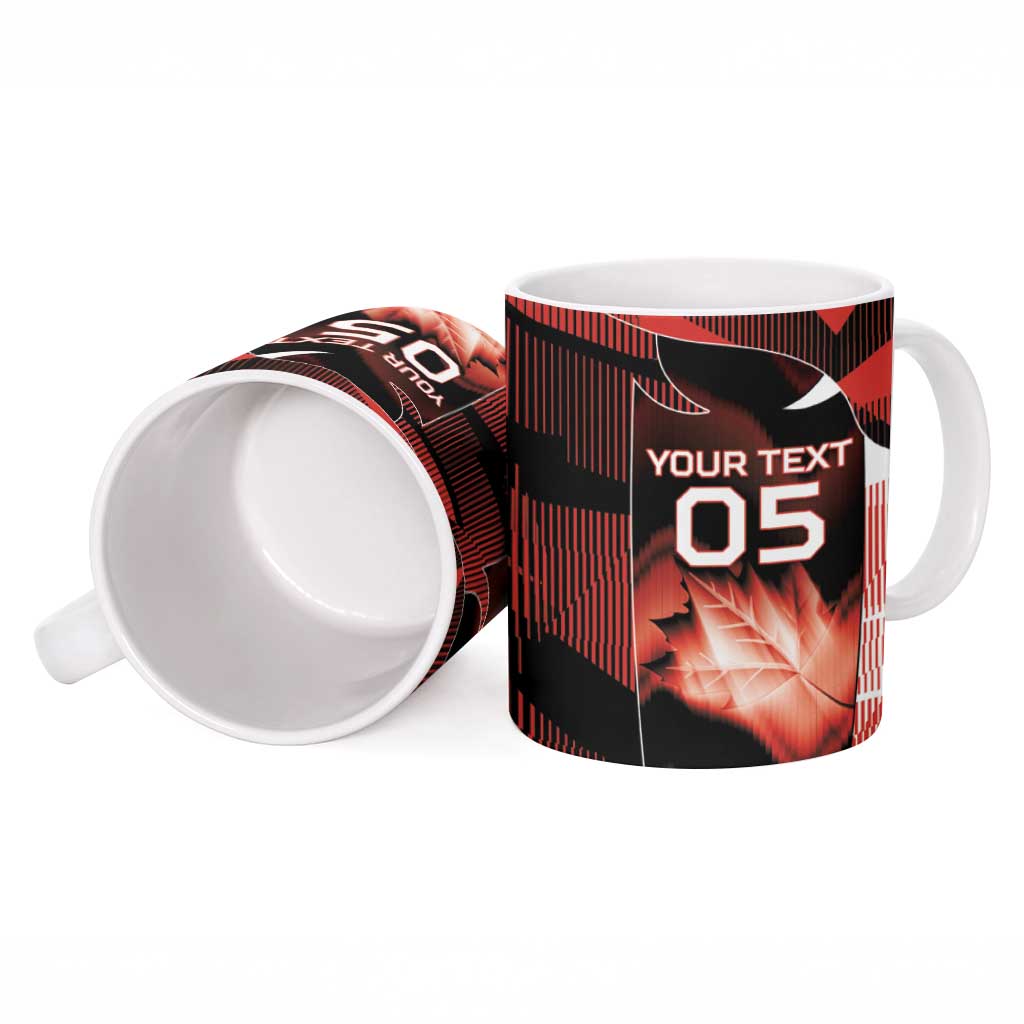 Custom Canada Football Ceramic Mug Visual Line Abstract Maple Leaf