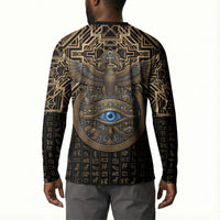 Egypt Eye of Horus Button Sweatshirt Hieroglyphics Patterns Retro Style