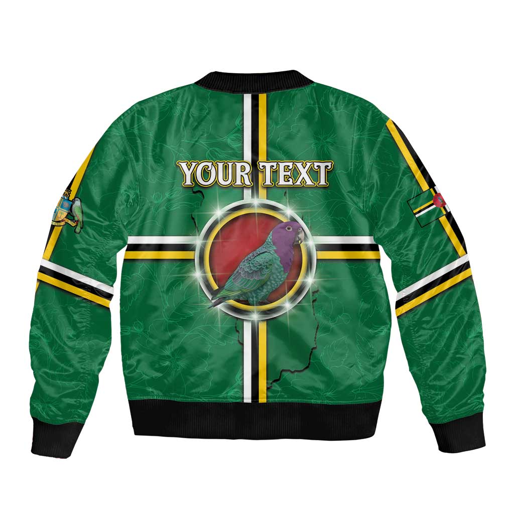 Personalized Dominica Bomber Jacket Sisserou Parrot With Hibiscus Patterns - Wonder Print Shop