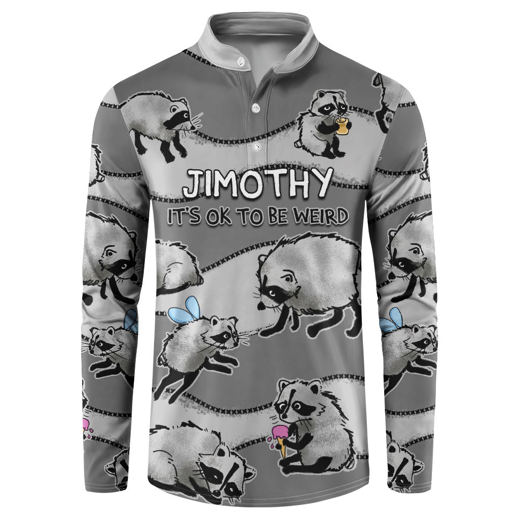 Jimothy The Raccoon Button Sweatshirt It's Ok To Be Weird Raccoons Cute Sketch Pattern