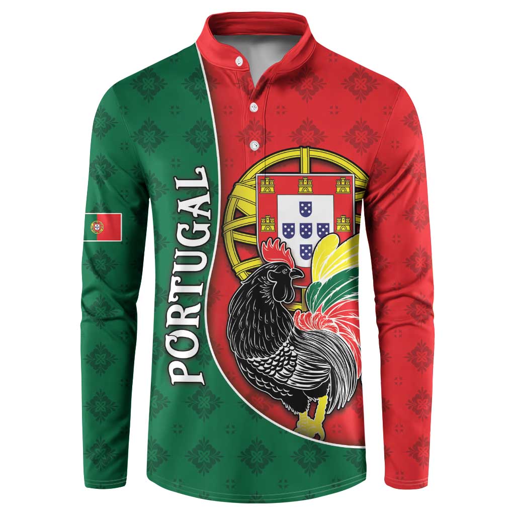 Personalized Portugal Button Sweatshirt Rooster With Coat Of Arms - Wonder Print Shop