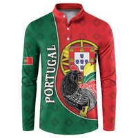 Personalized Portugal Button Sweatshirt Rooster With Coat Of Arms - Wonder Print Shop