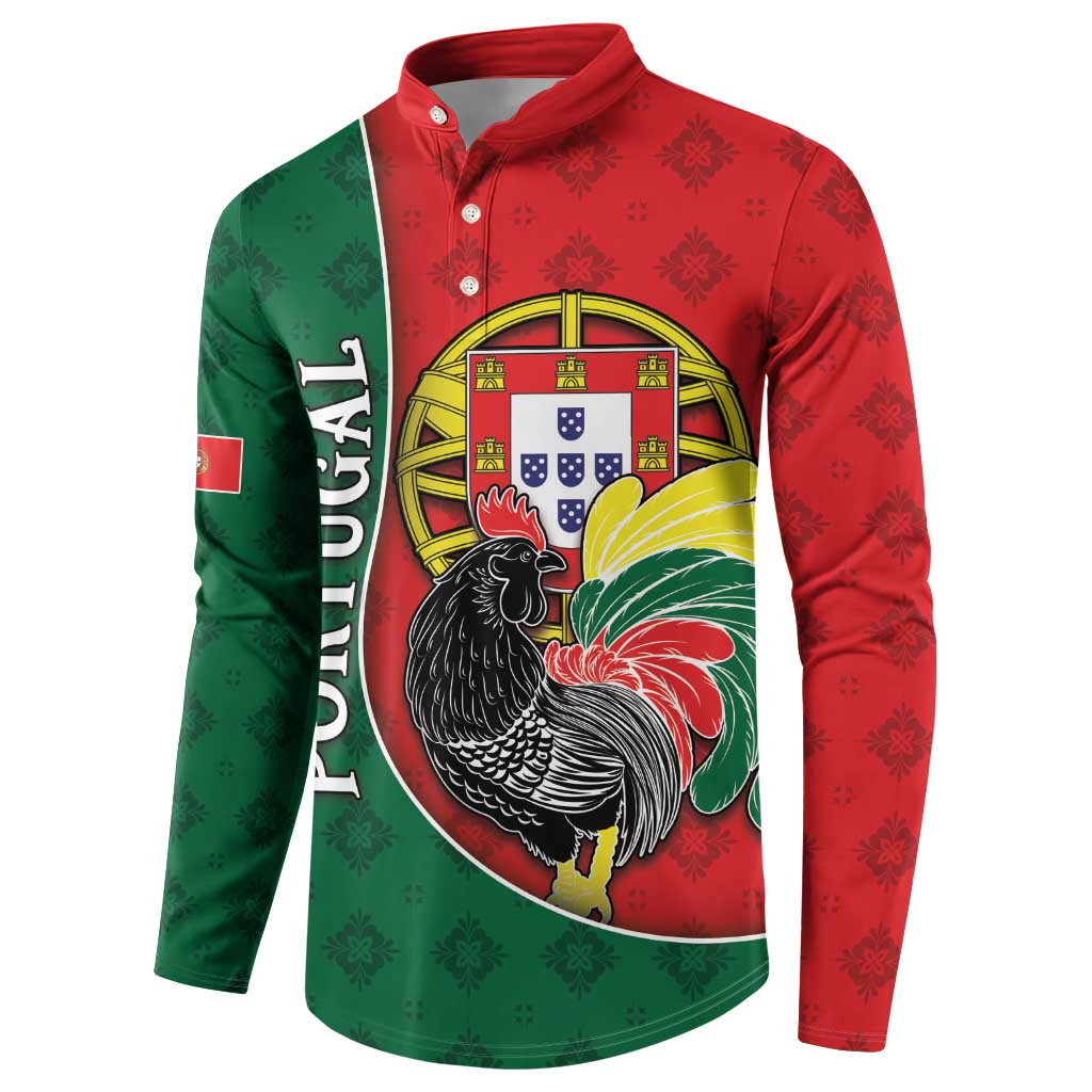 Personalized Portugal Button Sweatshirt Rooster With Coat Of Arms - Wonder Print Shop