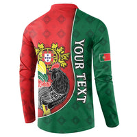 Personalized Portugal Button Sweatshirt Rooster With Coat Of Arms - Wonder Print Shop