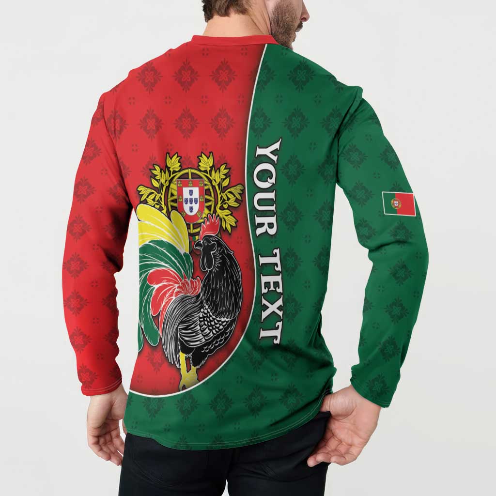 Personalized Portugal Button Sweatshirt Rooster With Coat Of Arms - Wonder Print Shop