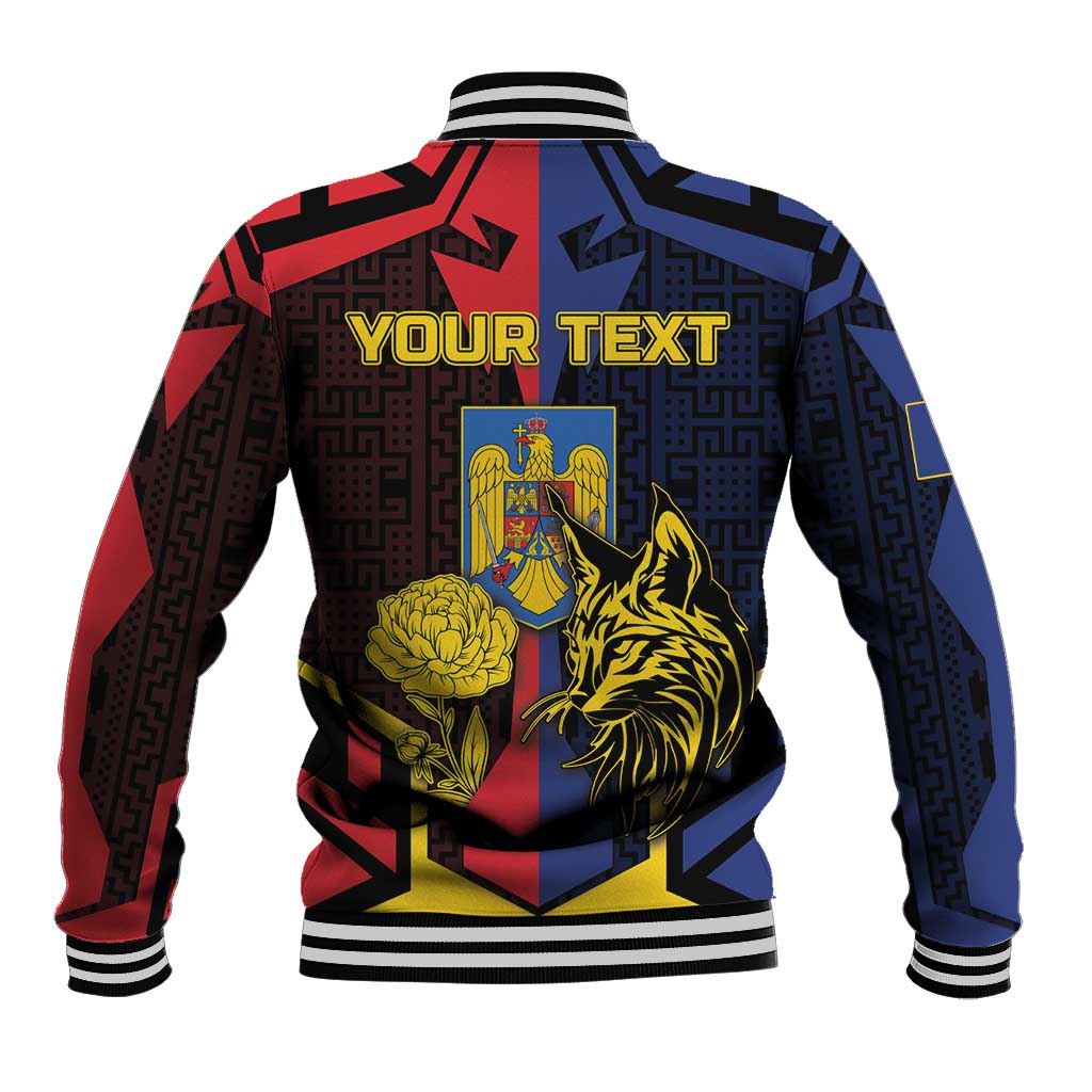 Personalized Romania Baseball Jacket The Eurasian Lynx With The Peony - Wonder Print Shop