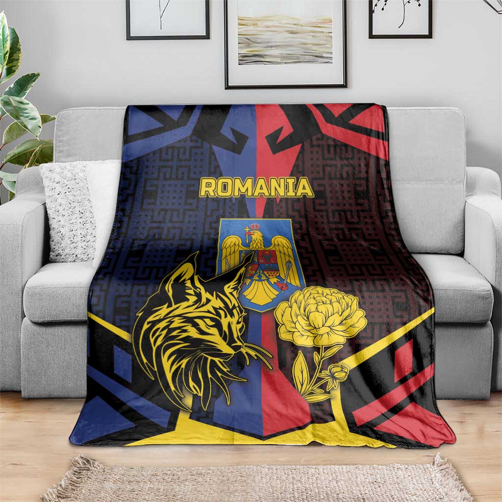 Romania Blanket The Eurasian Lynx With The Peony - Wonder Print Shop