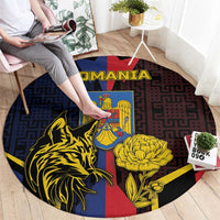 Romania Round Carpet The Eurasian Lynx With The Peony - Wonder Print Shop