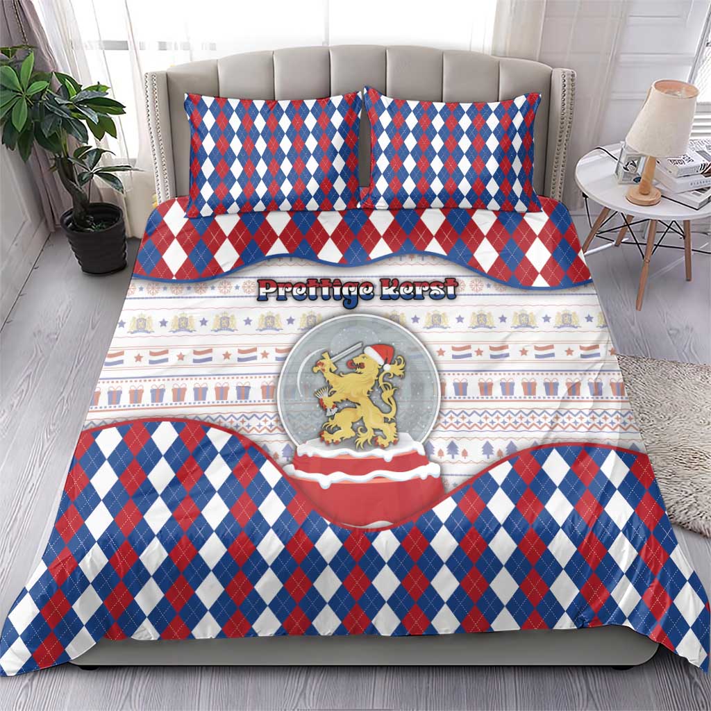 Netherlands Christmas Bedding Set Lion Symbol In Snow Globe - Wonder Print Shop
