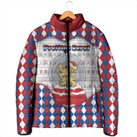 Netherlands Christmas Padded Jacket Lion Symbol In Snow Globe - Wonder Print Shop