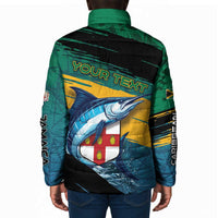 Personalized Afro-Jamaicans Fishing Padded Jacket Blue Marlin Fish
