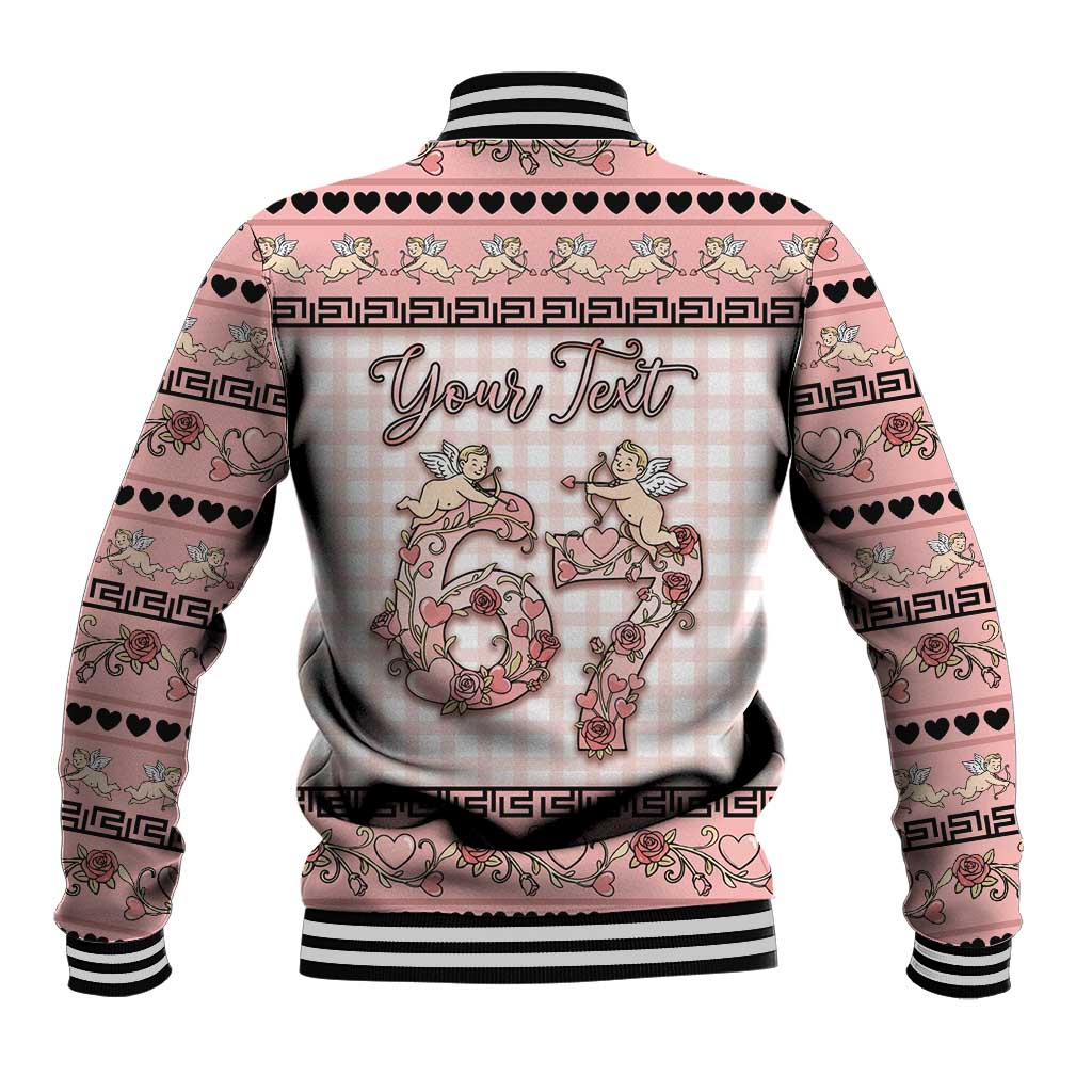 Personalized 67 Valentine's Day Baseball Jacket Vintage Rose And Cupid