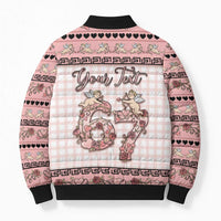 Personalized 67 Valentine's Day Bomber Puffer Jacket Vintage Rose And Cupid