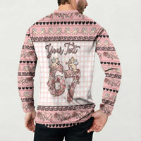 Personalized 67 Valentine's Day Button Sweatshirt Vintage Rose And Cupid