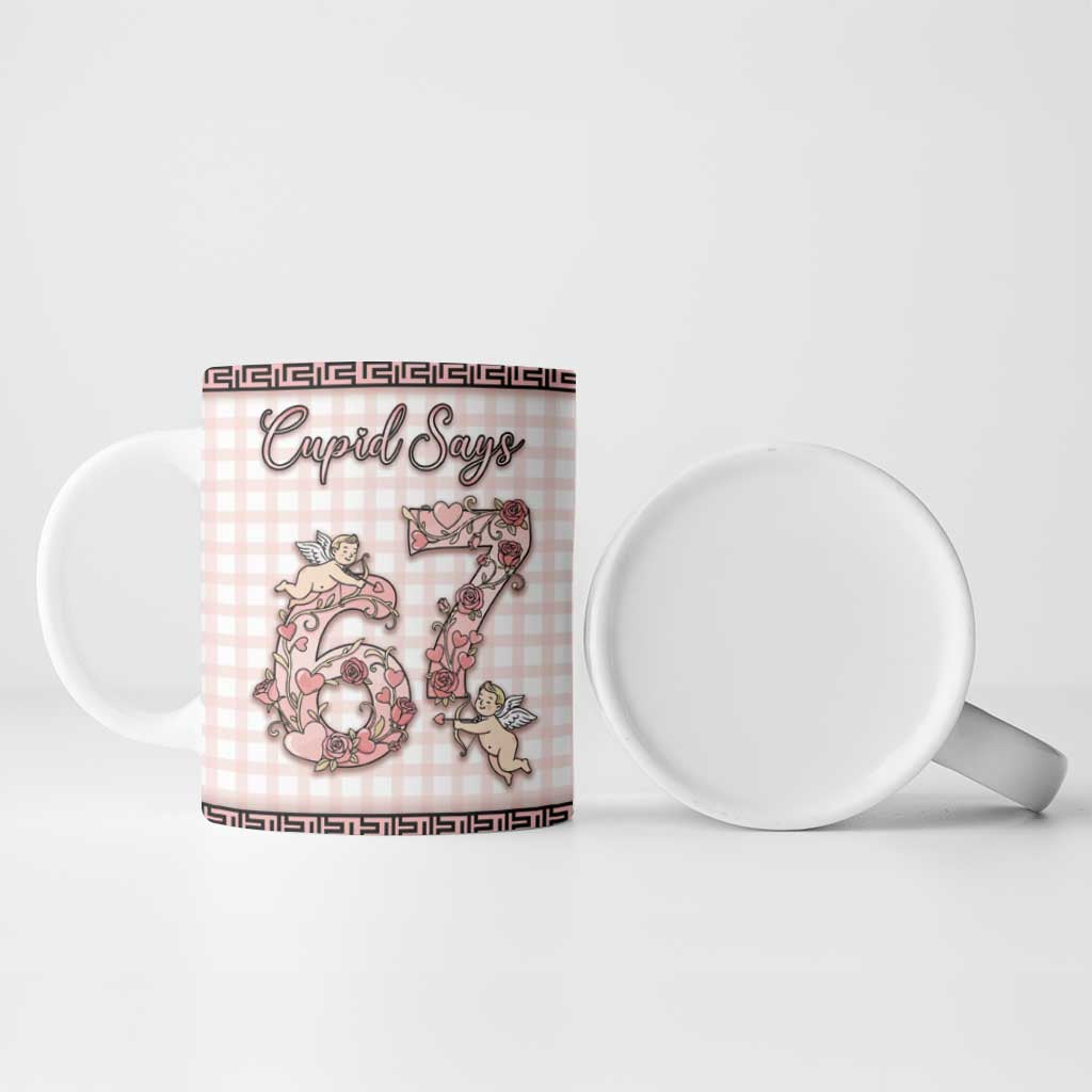 Personalized 67 Valentine's Day Ceramic Mug Vintage Rose And Cupid