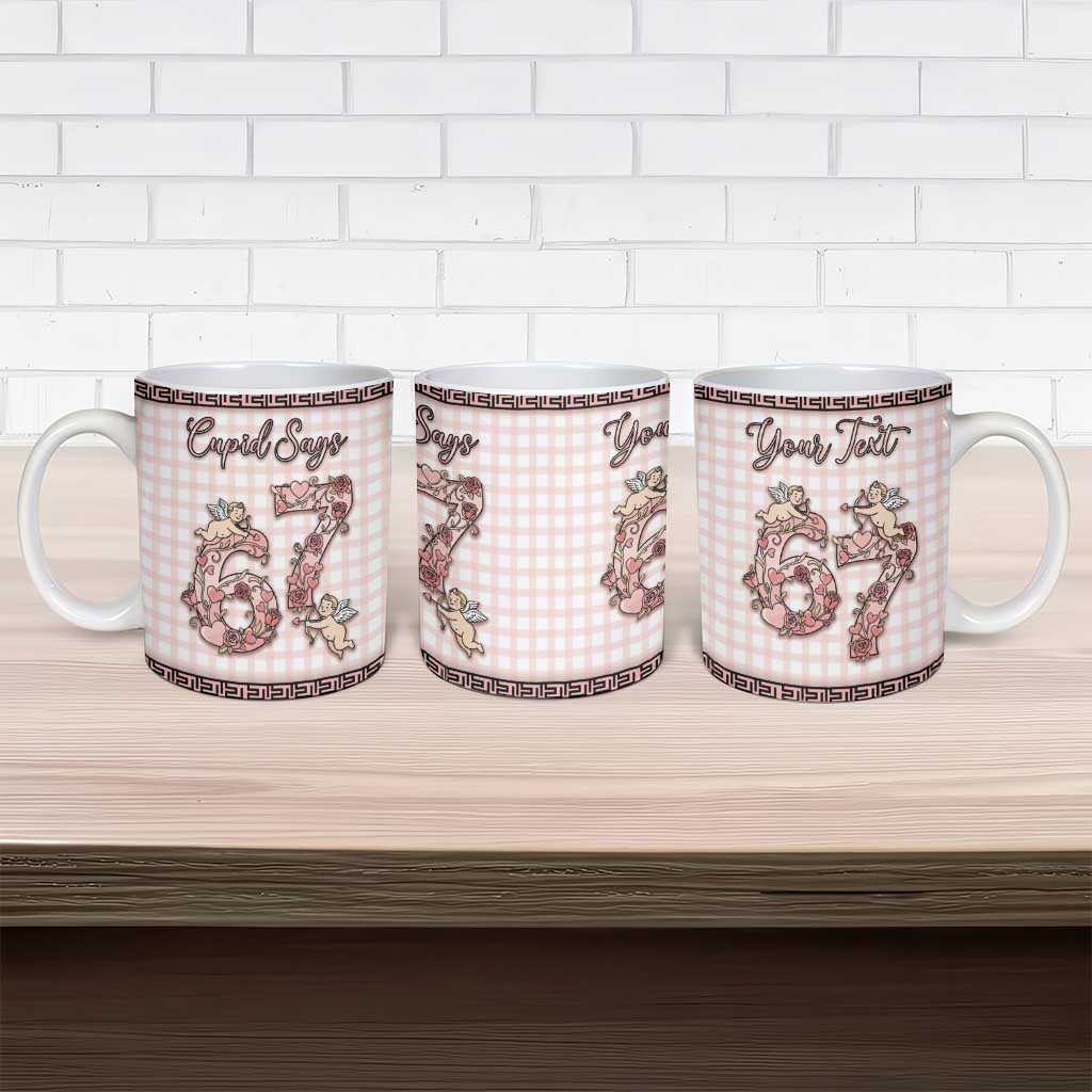 Personalized 67 Valentine's Day Ceramic Mug Vintage Rose And Cupid