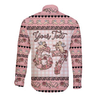 Personalized 67 Valentine's Day Long Sleeve Button Shirt Vintage Rose And Cupid