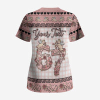 Personalized 67 Valentine's Day Scrub Top Vintage Rose And Cupid