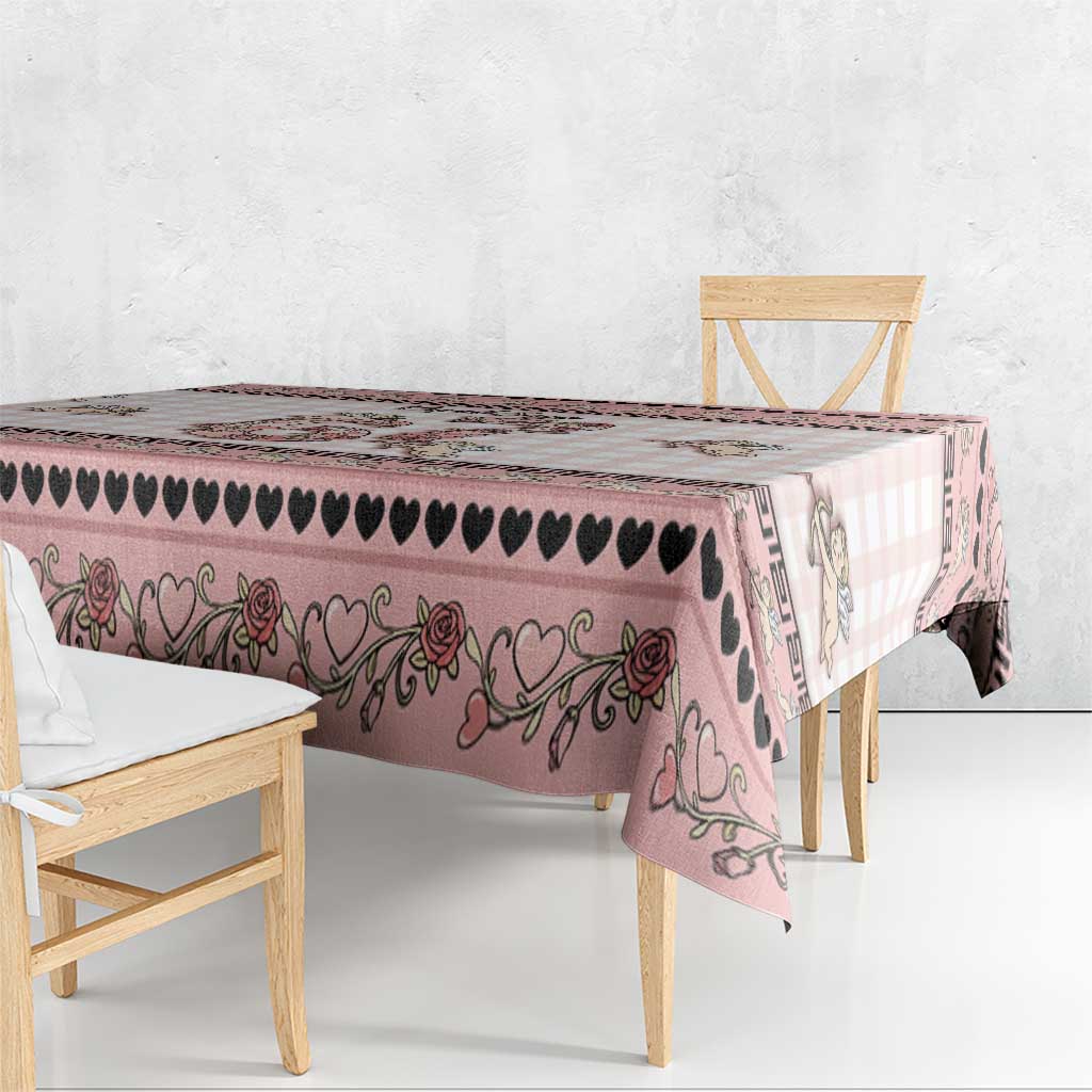 67 Valentine's Day Tablecloth Vintage Rose And Cupid