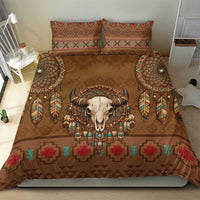 Bison Native American Bedding Set Tribal Feather Dreamcatcher Boho Style