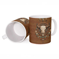 Bison Native American Ceramic Mug Tribal Feather Dreamcatcher Boho Style