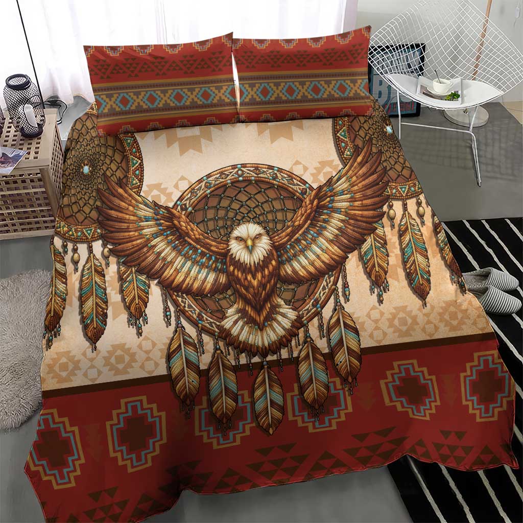 Eagle Native American Bedding Set Tribal Feather Dreamcatcher Boho Style