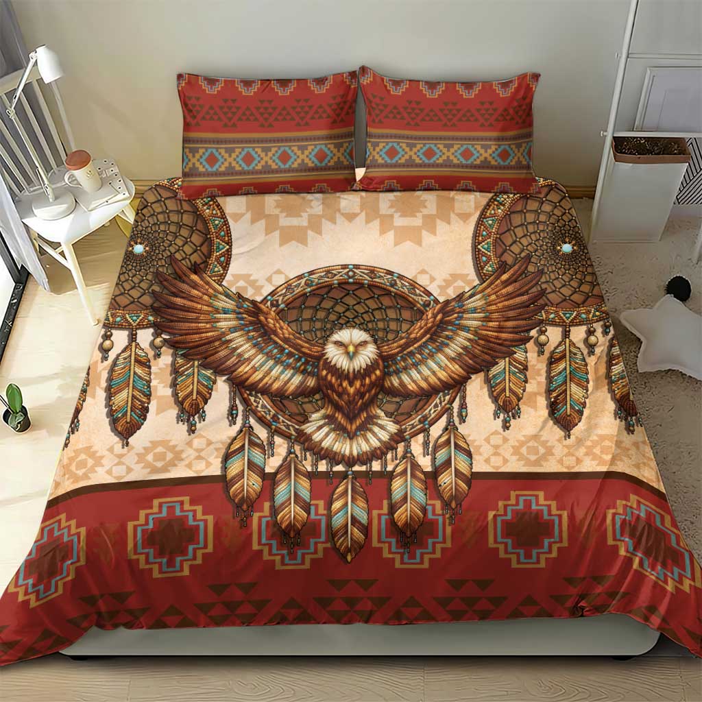 Eagle Native American Bedding Set Tribal Feather Dreamcatcher Boho Style