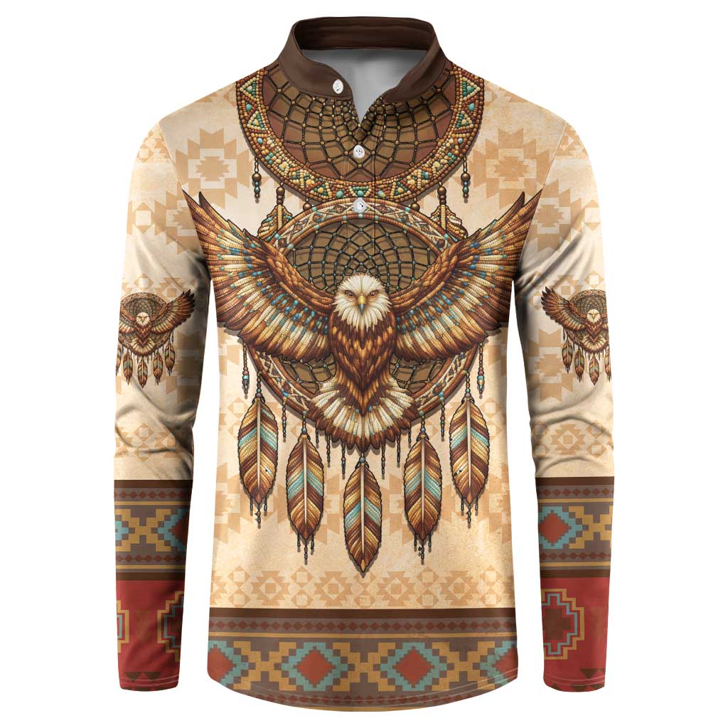 Eagle Native American Button Sweatshirt Tribal Feather Dreamcatcher Boho Style