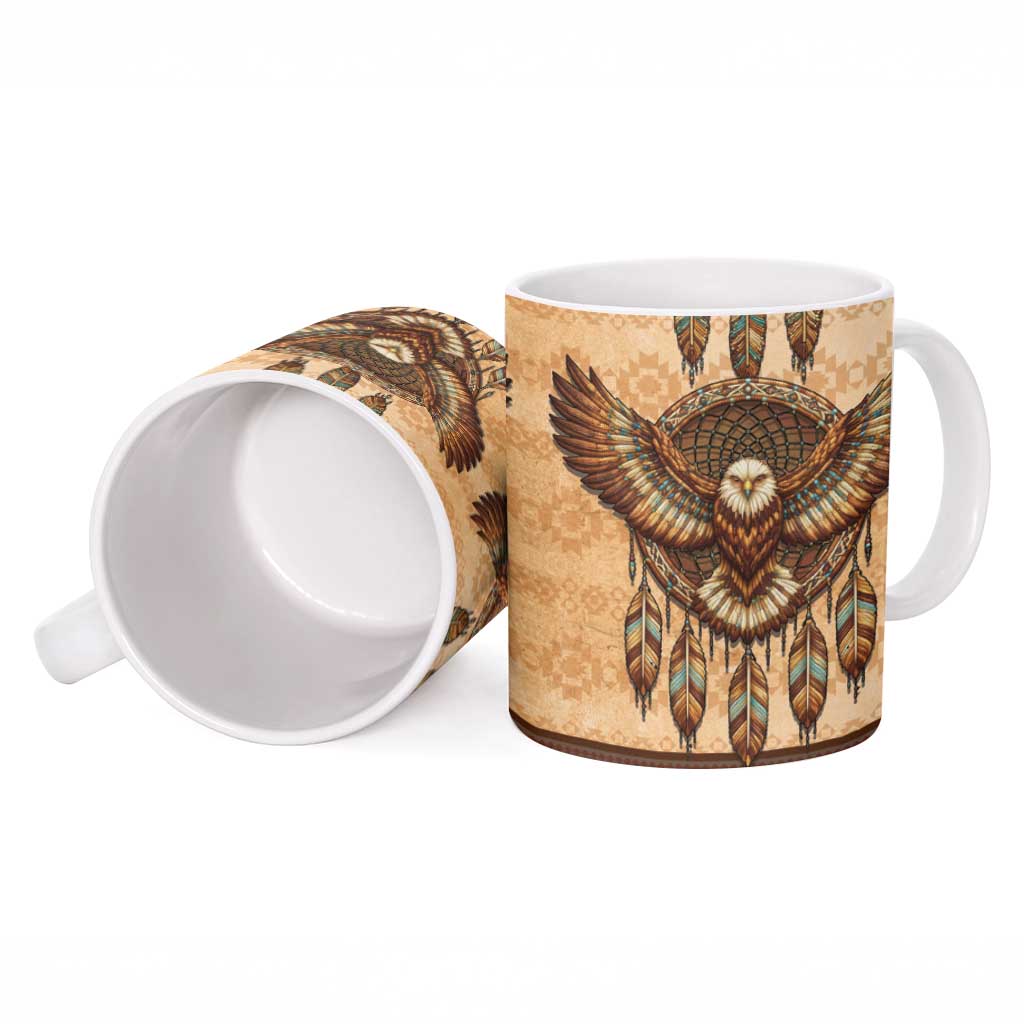 Eagle Native American Ceramic Mug Tribal Feather Dreamcatcher Boho Style