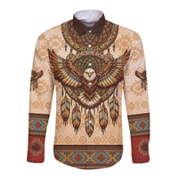 Eagle Native American Long Sleeve Button Shirt Tribal Feather Dreamcatcher Boho Style