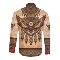 Eagle Native American Long Sleeve Button Shirt Tribal Feather Dreamcatcher Boho Style