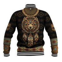 Bear Native American Baseball Jacket Tribal Feather Dreamcatcher Boho Style