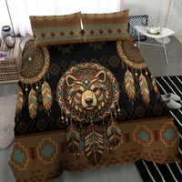 Bear Native American Bedding Set Tribal Feather Dreamcatcher Boho Style
