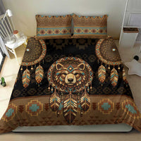 Bear Native American Bedding Set Tribal Feather Dreamcatcher Boho Style