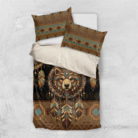Bear Native American Bedding Set Tribal Feather Dreamcatcher Boho Style