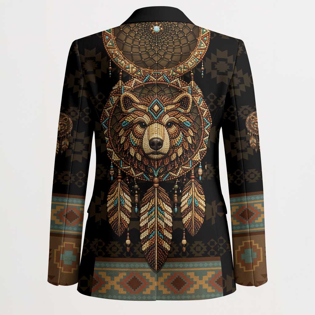 Bear Native American Blazer Tribal Feather Dreamcatcher Boho Style