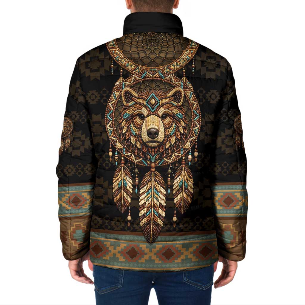 Bear Native American Padded Jacket Tribal Feather Dreamcatcher Boho Style