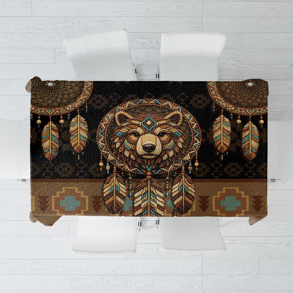 Bear Native American Tablecloth Tribal Feather Dreamcatcher Boho Style