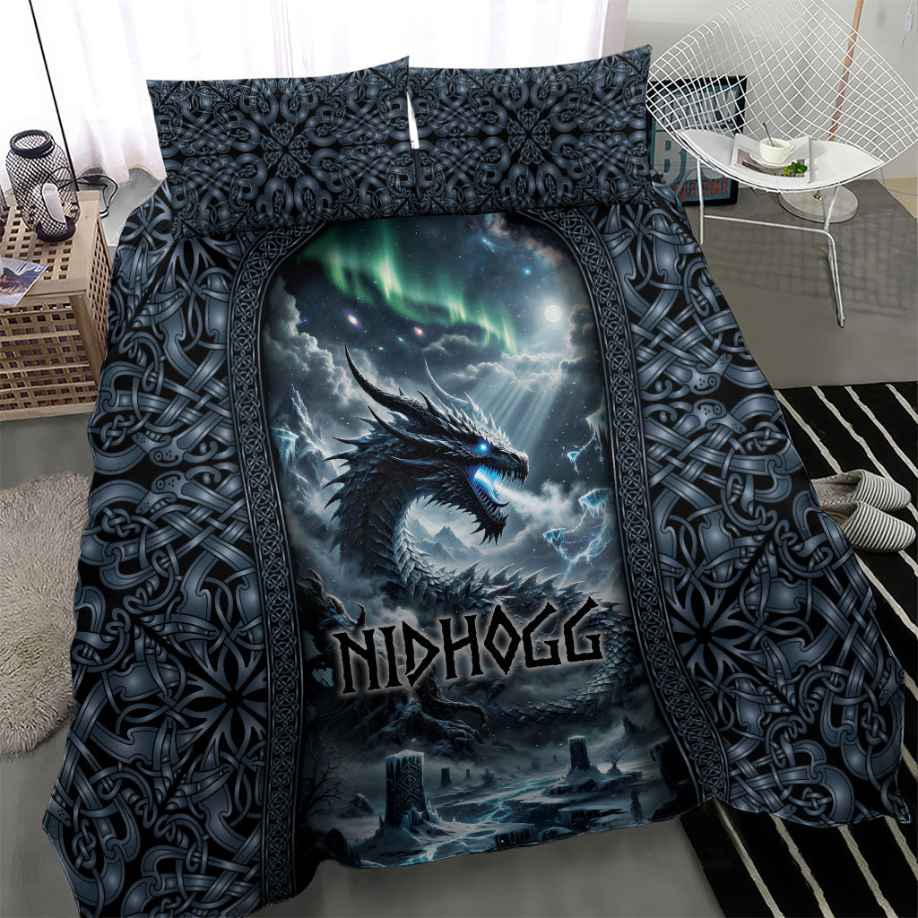 Dark Vikings Bedding Set Norse Dragon Nidhogg