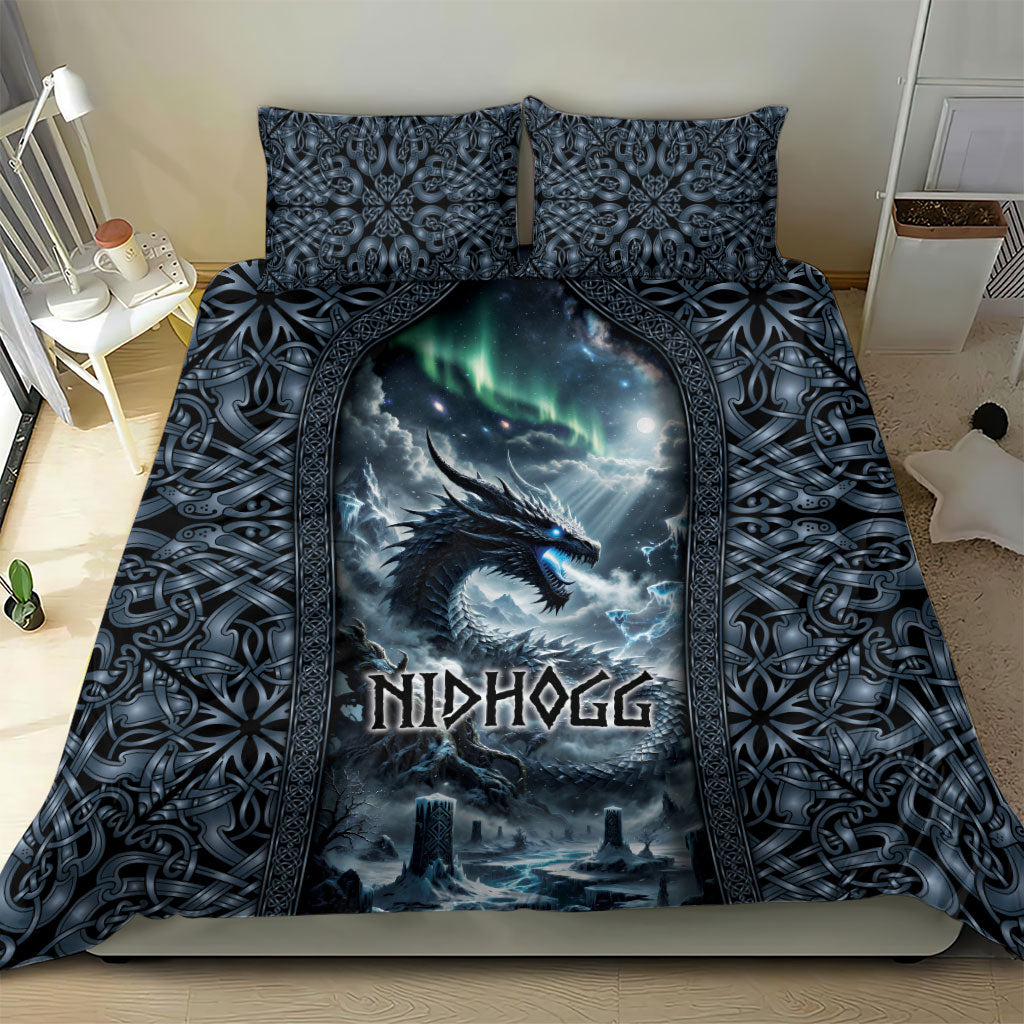 Dark Vikings Bedding Set Norse Dragon Nidhogg