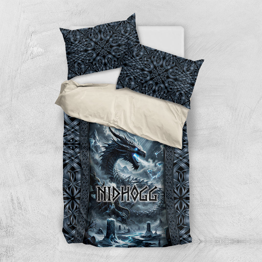 Dark Vikings Bedding Set Norse Dragon Nidhogg