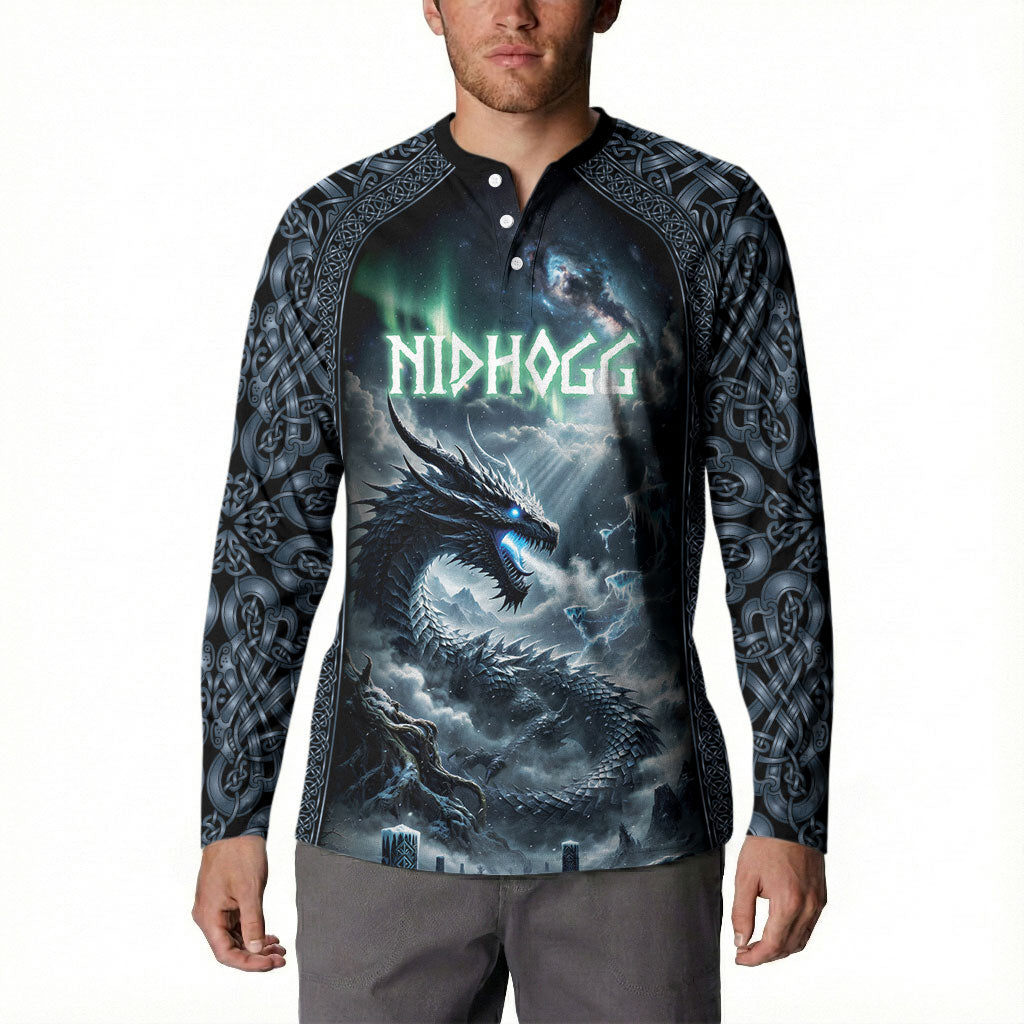 Dark Vikings Button Sweatshirt Norse Dragon Nidhogg